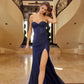 Strapless Shiny Stretch Satin Prom Dress