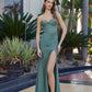 Strapless Shiny Stretch Satin Prom Dress