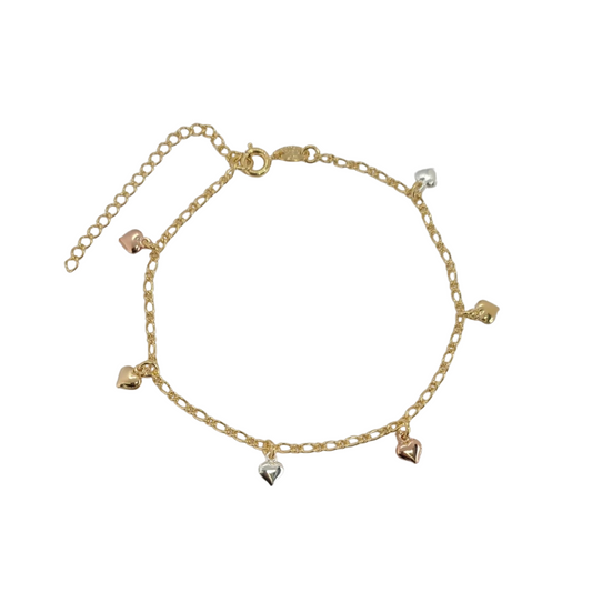 Three Tone Heart Bracelet-630 ACCESSORIES - BRACELET-FORMAL SOCIETY