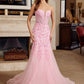 Trumpet Tulle Prom Dress with Semi Sweetheart Neckline