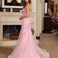 Trumpet Tulle Prom Dress with Semi Sweetheart Neckline