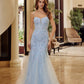Trumpet Tulle Prom Dress with Semi Sweetheart Neckline