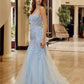 Trumpet Tulle Prom Dress with Semi Sweetheart Neckline