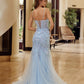 Trumpet Tulle Prom Dress with Semi Sweetheart Neckline