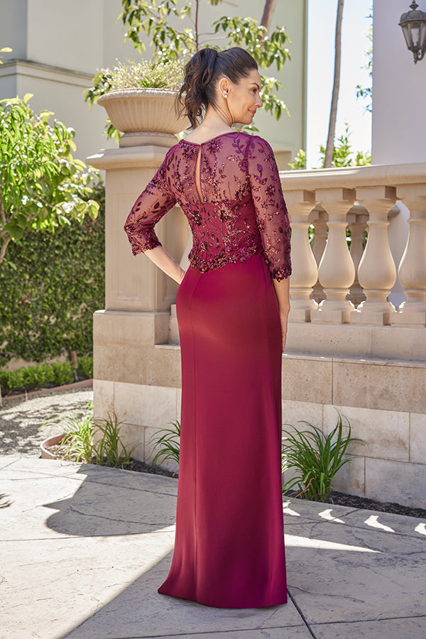 Crepe Back Charmeuse and Sequin Lace Fit & Flare gown - K258015