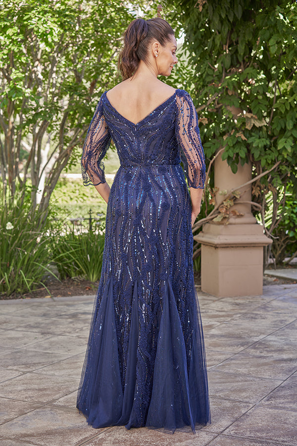Captivating Embroidery Lace and Netting Fit & Flare Gown - K258022