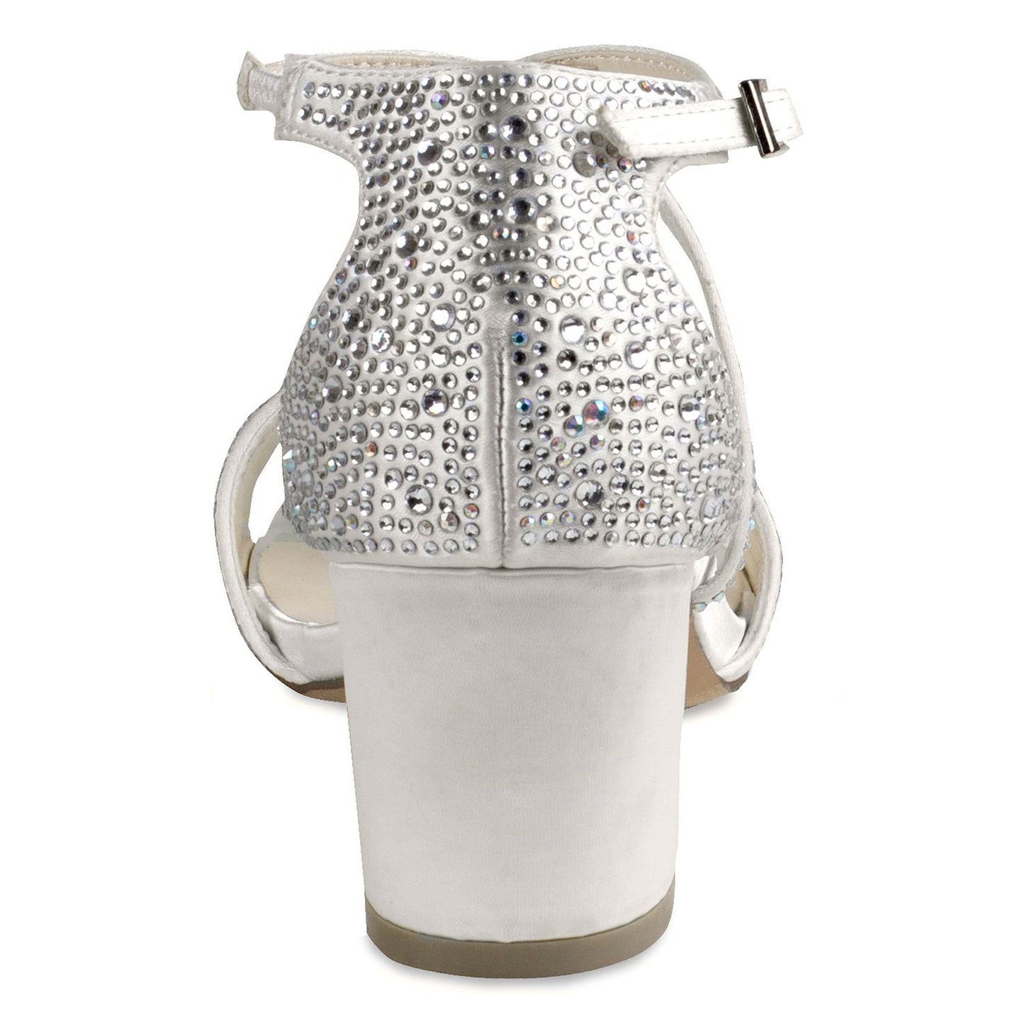 Back view of Shimmer shoe with 2 inch block heel and elegant stones