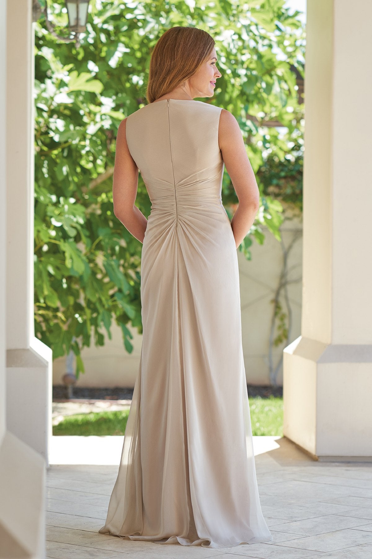 Jade Tiffany Chiffon Dress with V-Neckline - J215005
